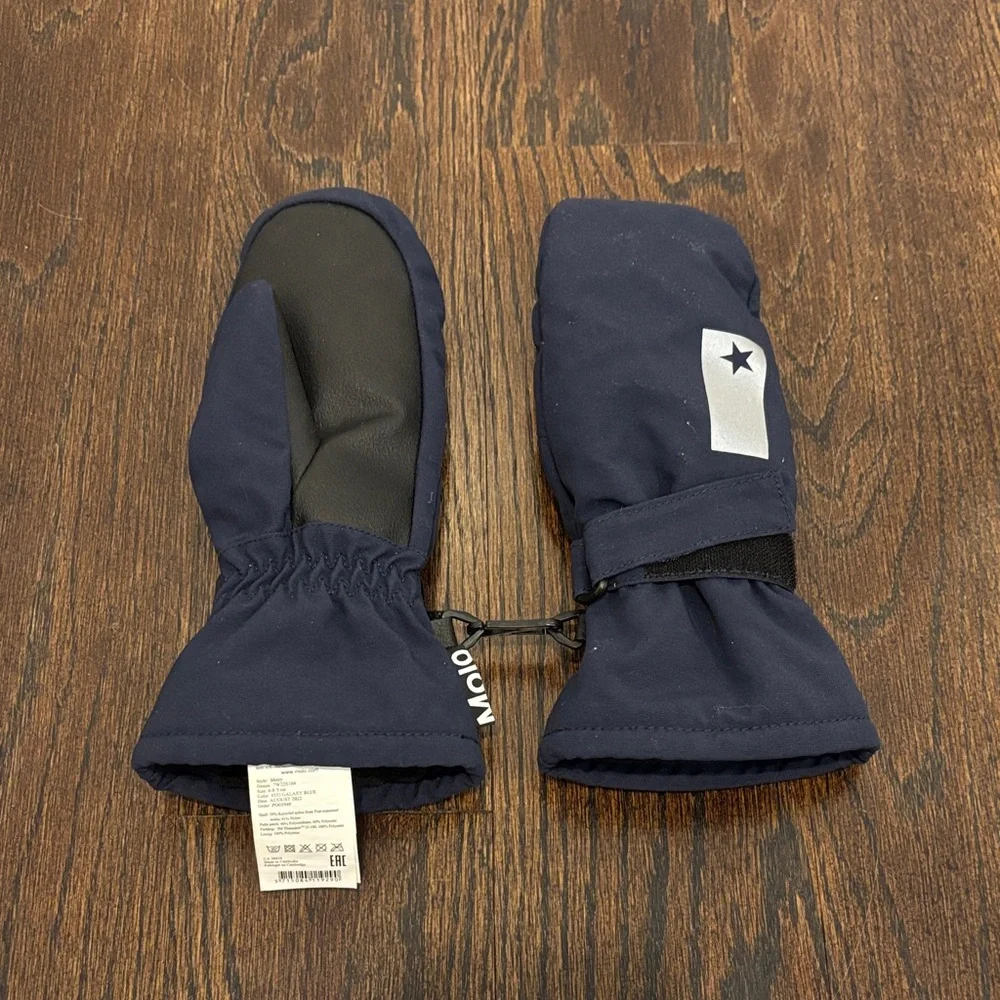Molo Kids Midnight Blue and Black Mittens Size 6/8